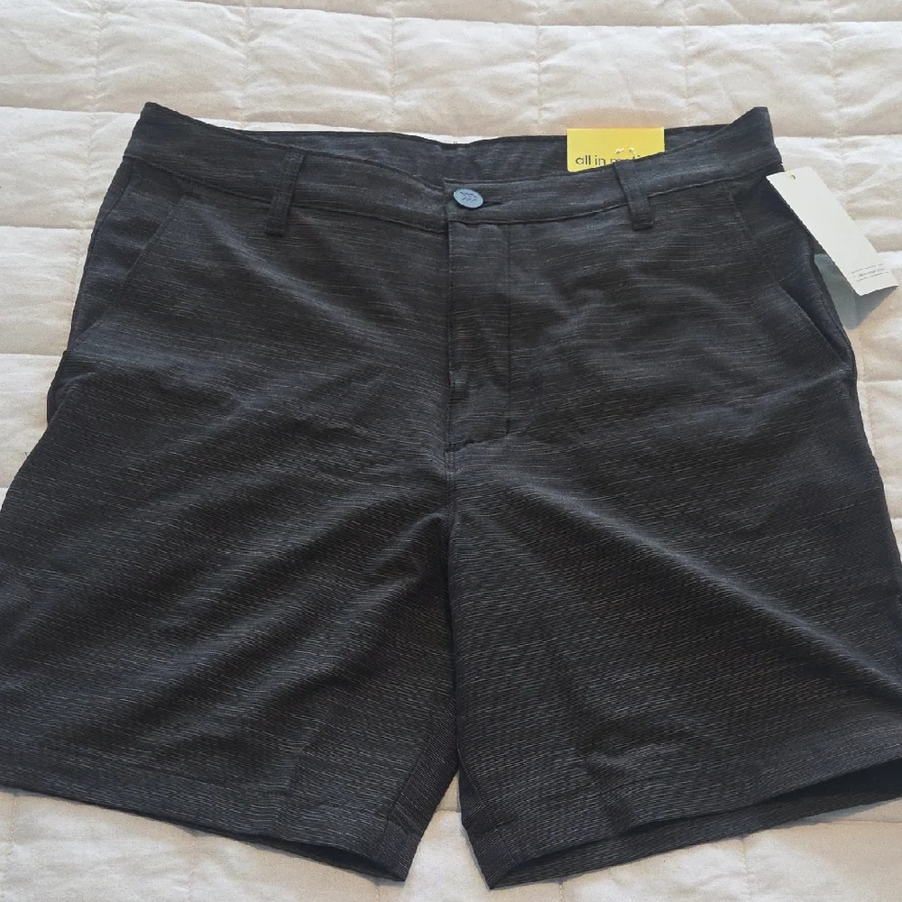 All In Motion Men's Charcoal Flat Front Shorts - Picture 1 of 3